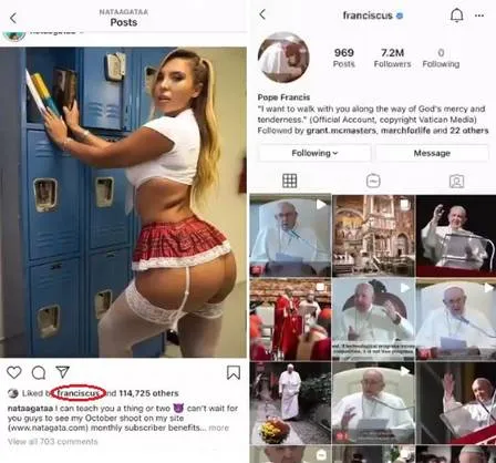 Conta do papa no Instagram curte foto sensual de modelo brasileira; Vaticano investiga