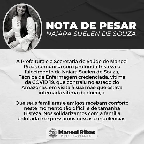 Técnica de enfermagem de Manoel Ribas morre em Manaus vítima da Covid