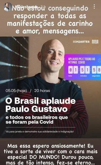 Campanha propõe 'aplausaço' para Paulo Gustavo