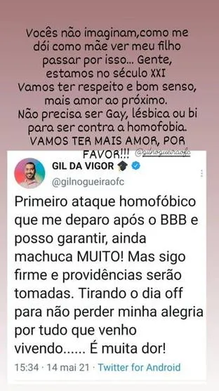 Ex-BBB Gil sofre ataque homofóbico por conselheiro do Sport