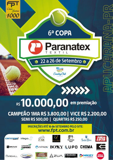 Tênis: 6ª Copa Paranatex começa nesta semana em Apucarana