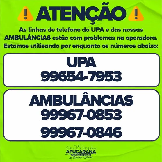 Furto de cabos deixa UPA e AMS sem telefone em Apucarana