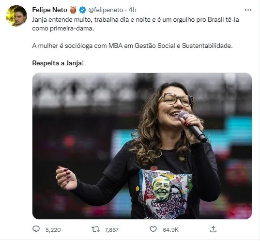 Web pede respeito a Janja após crítica de jornalista da Globo News