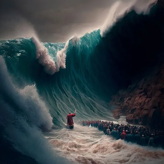 Representação de Moisés cruzando Mar Vermelho 