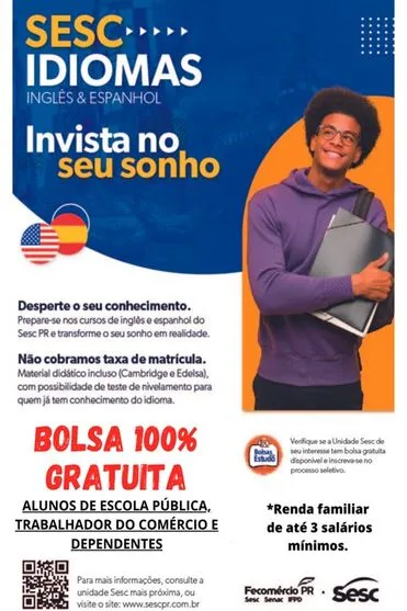 Sesc Apucarana oferece bolsas gratuitas para curso de inglês