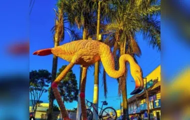 Escultura feita pelo artista @cleirart na entrada do Conjunto Flamingos