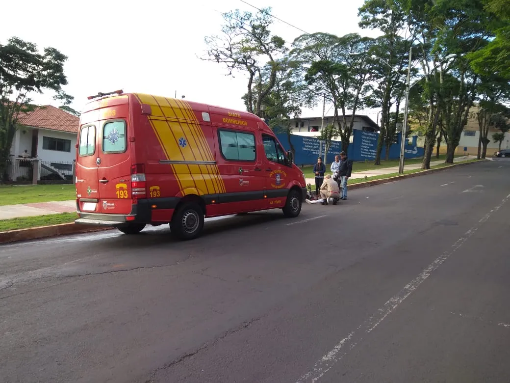 Motociclista fica ferido após acidente no centro de Apucarana