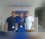 O técnico Claudemir Pontin com os ex-jogadores Edinho e Oscar |  Foto: Divulgação