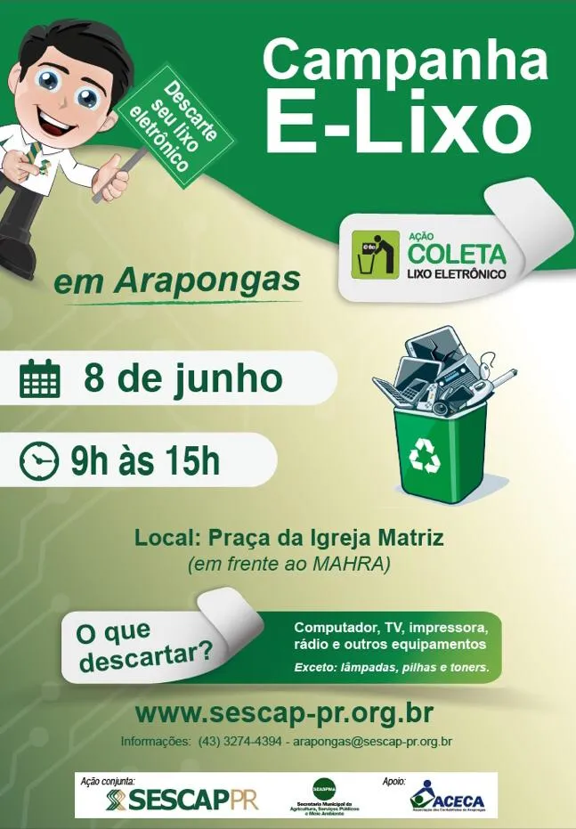 SESCAP-PR realiza campanha de recolhimento de lixo eletrônico em Arapongas