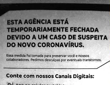 Agência do Bradesco de São João do Ivaí fecha temporariamente por causa de suspeita de coronavírus