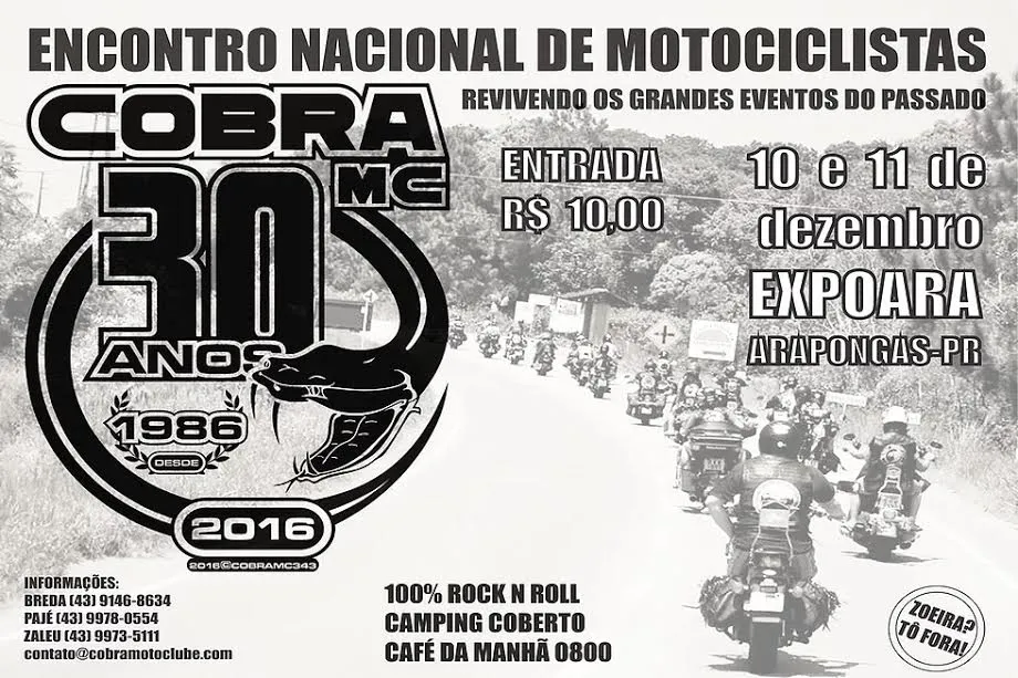 Cobra Moto Clube completa 30 anos com mega evento 