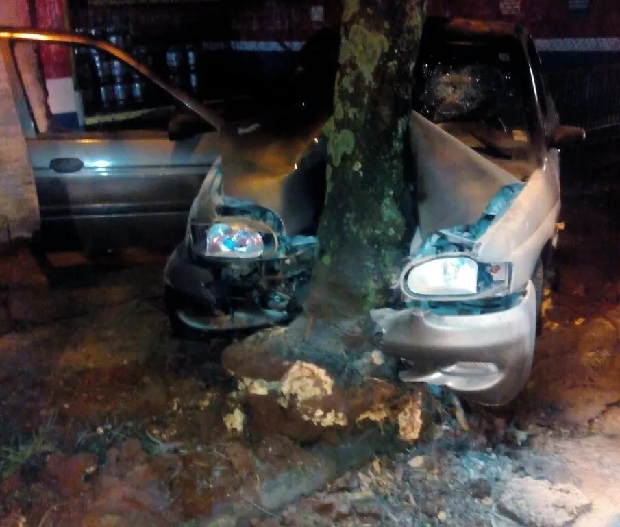 Carro se choca com árvore e veículo capota apõs tripla colisão em Apucarana