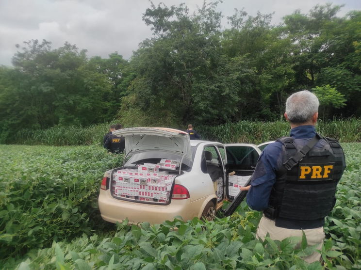 PRF apreende veículo abarrotado de cigarros contrabandeados do Paraguai
