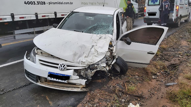 Colisão entre veículos na Serra do Cadeado deixa um ferido