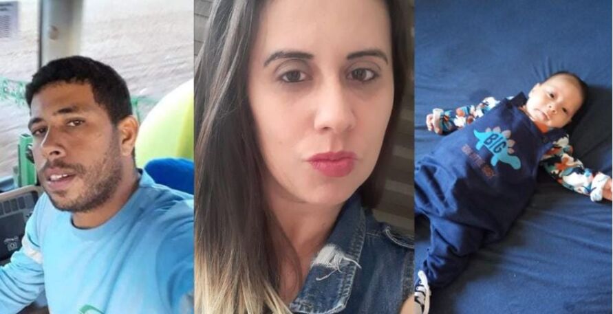 Gilberto Neves, 34 anos, Geisiane Priscila Sylva de 32 e Vitor Sylva Neves, o bebê de 4 meses