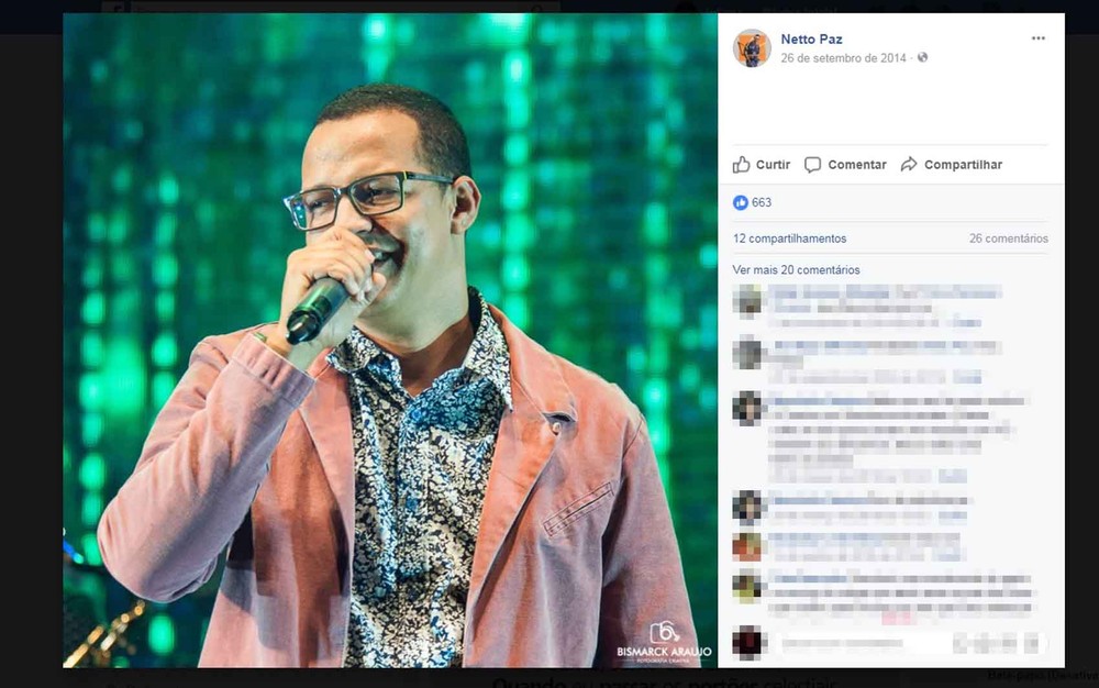Netto Paz já foi cantor da banda Shalom e seguia carreira solo (Foto: Reprodução/ Facebook)