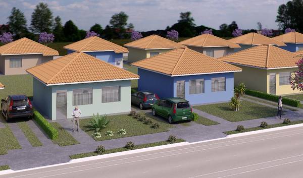 Cada casa terá 45 m² de área construída (Foto: Reprodução)