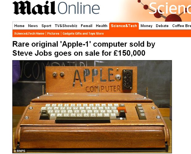 Primeiro computador da Apple, produzido em 1976, vinha com fita cassete.
