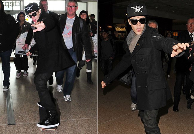 Justin Bieber no aeroporto de Birmingham