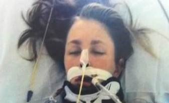 Rachel após acidente internada na unidade de terapia intensiva