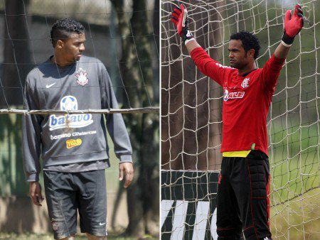 Felipe (esq.), do Corinthians, e Bruno, do Flamengo, já viveram polêmicas na carreira com o clube rival. Agora, são titulares de suas equipes
