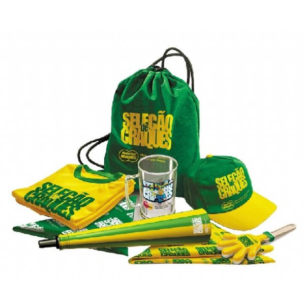 Imagens ilustrativa/Kit verde e amarelo com produtos da Copa