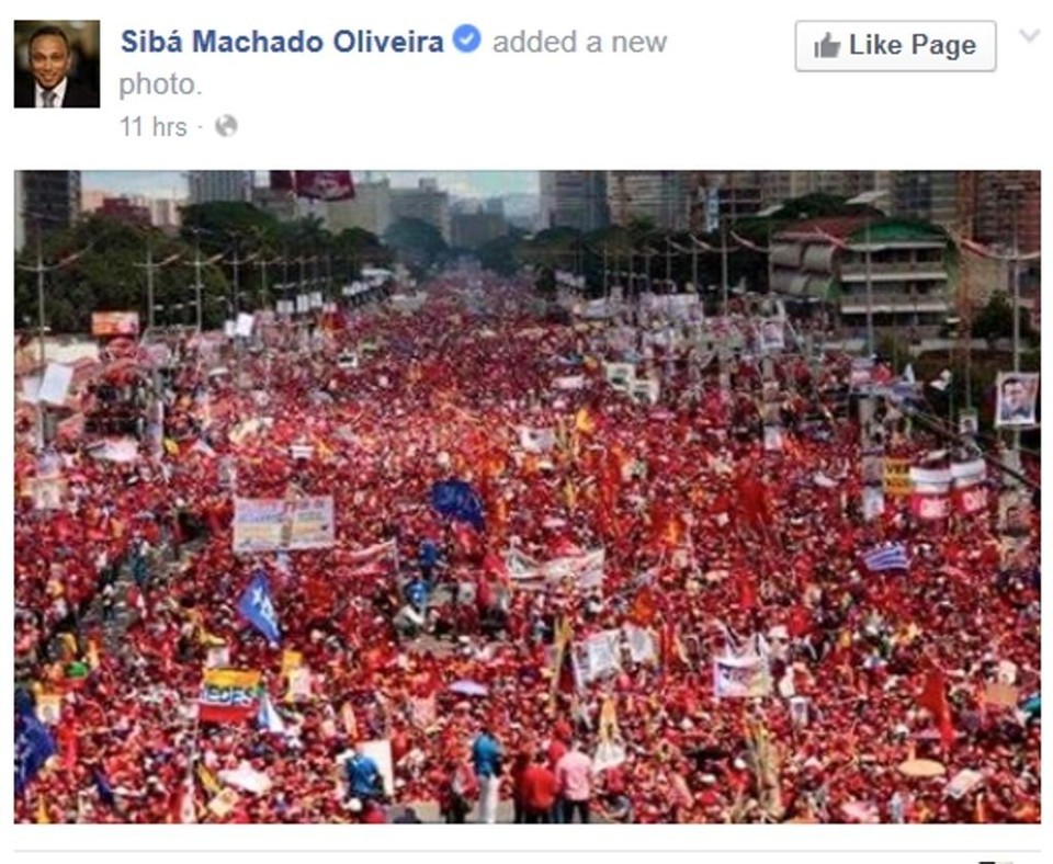 Foto postada por Sibá Machado (AC) havia sido publicada em site venezuelano - Foto: Reprodução