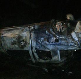 Um dos carros ficou completamente destruído no acidente. Foto: Whatsapp