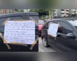 Mulher descobre traição e cola cartaz no carro do parceiro