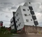 Excesso de chuva faz prédio tombar em MG; 15 famílias ficam desalojadas