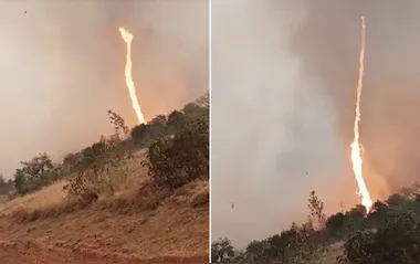 Vídeo flagra redemoinho de fogo em reserva de SP; Veja