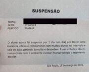 Aluno é suspenso de colégio em São Paulo por levar melancia