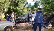 Os restos mortais foram retirados de um poço desativado numa chácara, no Parque Bela Vista, em agosto de 2017