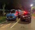 O caminhão roubado em Marilândia do Sul foi recuperado em Nova Andradina, no MS, pela Polícia Civil do estado