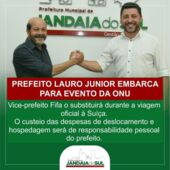 O prefeito de Jandaia do Sul, Lauro Junior (União Brasil), passou o cargo nesta quinta-feira ao vice-prefeito Dionísio Costa Alves
