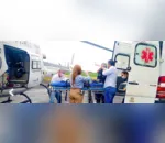Criança foi levada de helicóptero até o hospital em Maringá