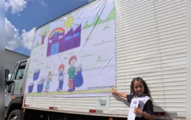 Desenhos de alunos premiados estampam caminhões da Coleta Seletiva