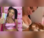 O vídeo divulgado por Mc Pipokinha mostra ela de sutiã, sentada com dois gatos na cama