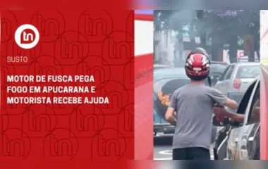 Motor de Fusca pega fogo em Apucarana e motorista recebe ajuda