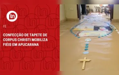 Confecção de tapete de Corpus Christi mobiliza fiéis em Apucarana
