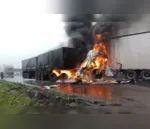Caminhão pegou fogo após acidente na BR-277