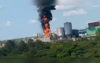 Torre de fábrica da Klabin pega fogo em Telêmaco Borba (PR); veja