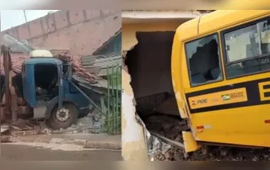 Ônibus e caminhão invadiram casas