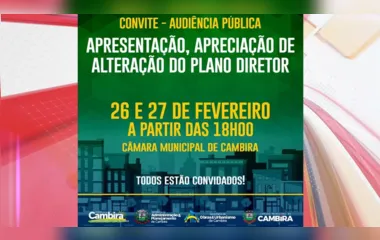 Cambira convida população para audiência pública sobre projetos
