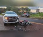 Caminhonete e motocicleta se envolveram em acidente