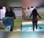 Leidy Elin joga malas de Davi na piscina