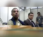 Robinho na audiência de custódia na Polícia Federal, em Santos