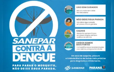Sanepar realiza mutirão contra a dengue em 30 cidades neste sábado