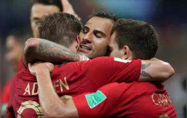 Foto: Reprodução Agência Brasil (Ricardo Moraes/Reuters) - Copa 2018: Irã e Portugal. Comemoração do primeiro gol de Portugal